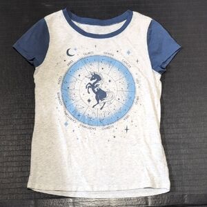 Kids' Blue and White Zodiac Unicorn T-Shirt